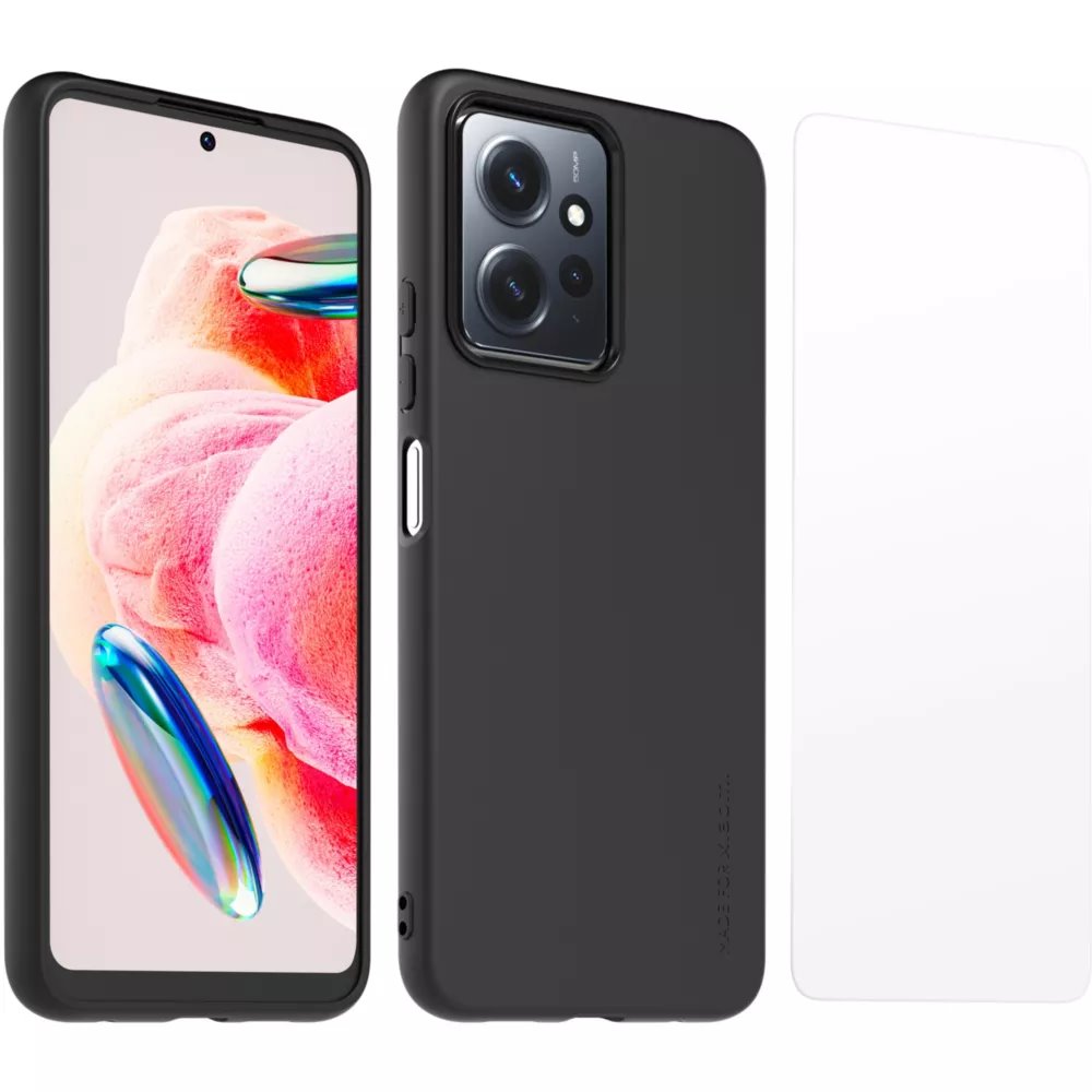 XIAOMI SET TPU Kryt + Tvrdené Sklo Pre Xiaomi Redmi Note 12 čierny