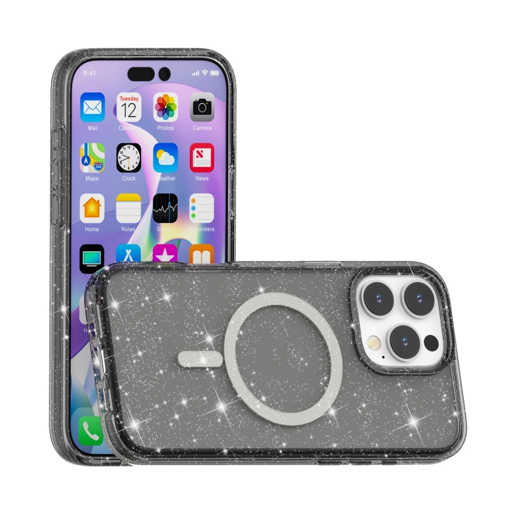 GLITTER MAGSAFE Ochranný Kryt Pre Apple IPhone 16 Pro čierny