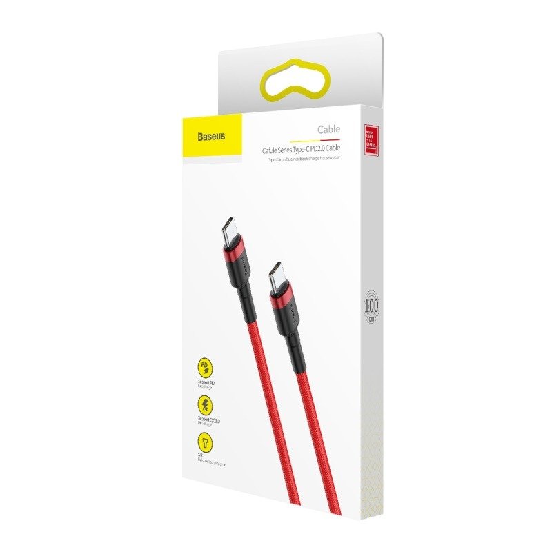 BASEUS CATKLF-H09 60W PD 2.0 Kábel USB Type-C - USB Type-C 2m červený